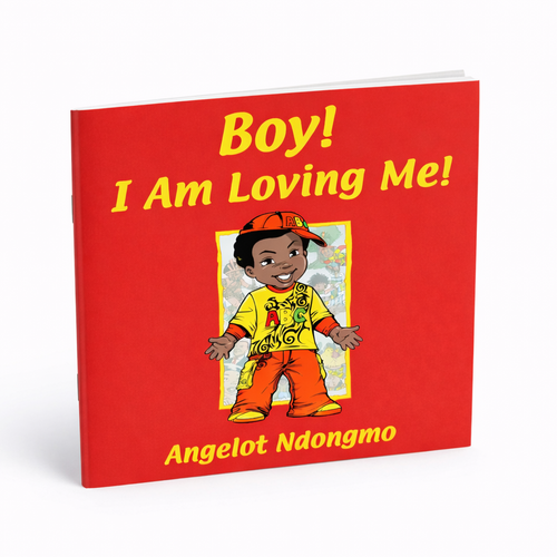 Book titled 'Boy! I Am Loving Me!' with a child on the cover against a red background